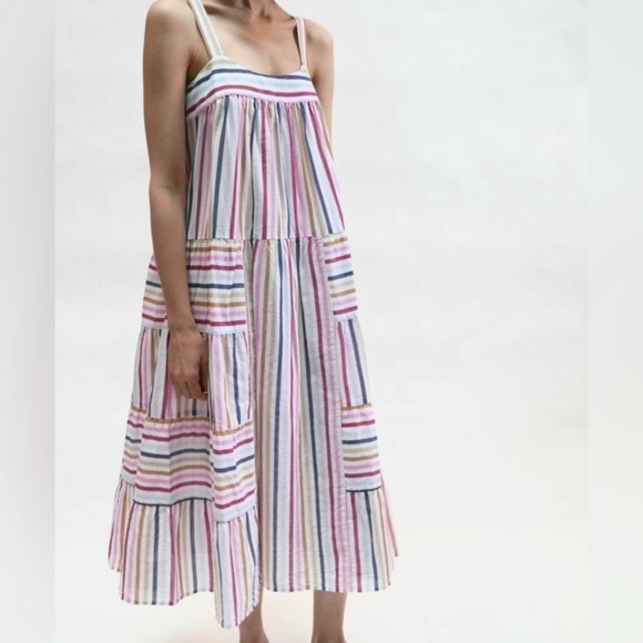 Xirena Dylan Tiered Cotton Striped Midi Dress size Small like new. - Picture 2 of 4